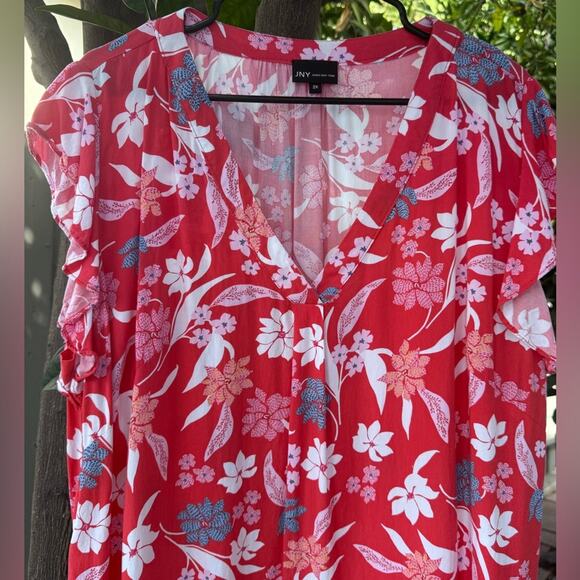 Jones New York Red Floral Print Blouse Size 2X - Picture 2 of 4